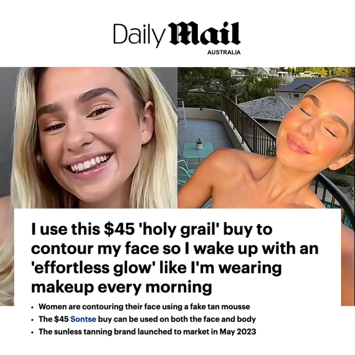 I use this $45 'holy grail' buy to contour my face so I wake up with an 'effortless glow' like I'm wearing makeup every morning - Sontse.