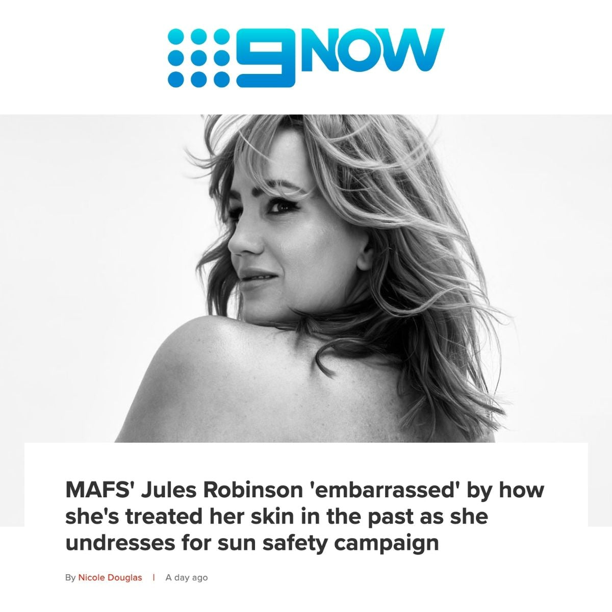 MAFS' Jules Robinson 'embarrassed' by how she's treated her skin in the past as she undresses for sun safety campaign