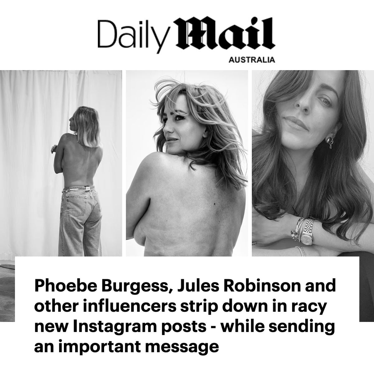 Phoebe Burgess, Jules Robinson and other influencers strip down in racy new Instagram posts - while sending an important message