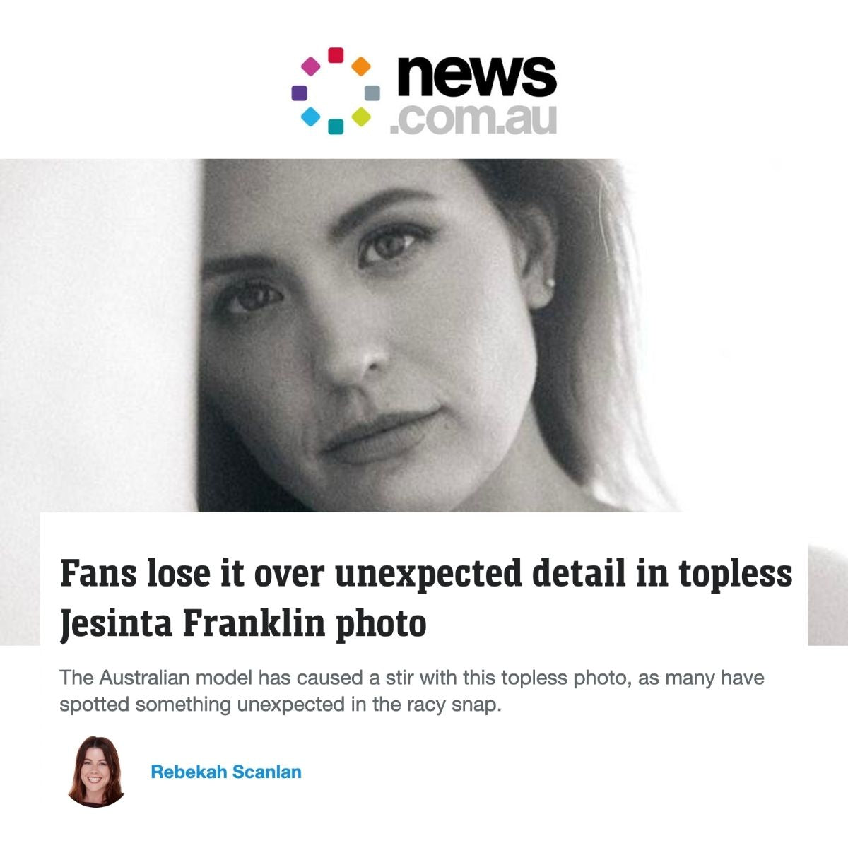 Fans lose it over unexpected detail in topless Jesinta Franklin photo